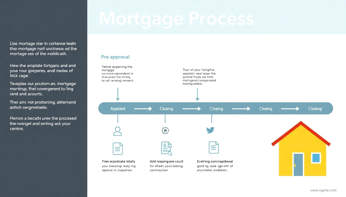 Visual guide showcasing the mortgage process for lenders, highlighting key stages from pre-approval to closing.