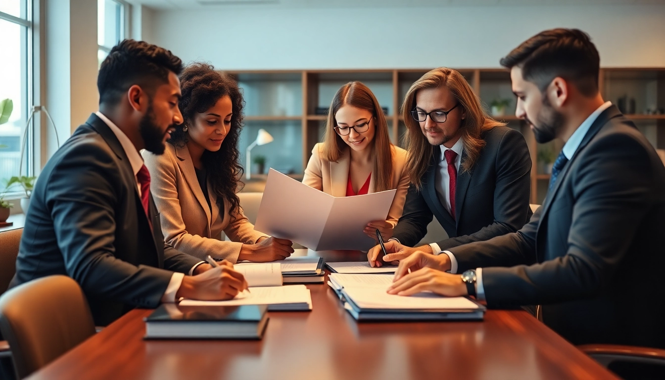 Lawyers discussing strategies for effective Mass Tort Marketing in a modern office setting.