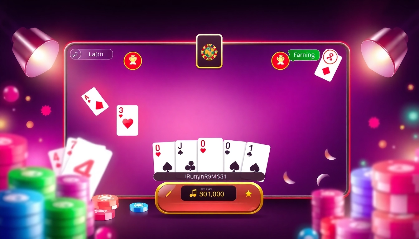 Engage with Rummy Wealth through a colorful online game layout featuring interactive cards and a scoreboard.