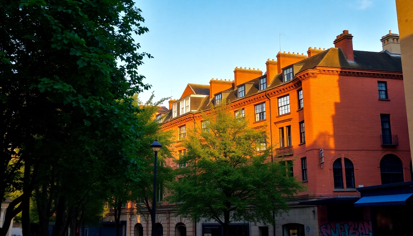 Experience the charm of Bloomsbury’s historic architecture framed by vibrant greenery.