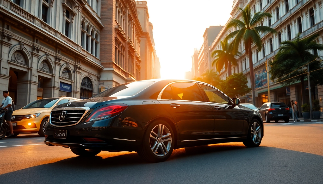 Professional chauffeur hire Manila with a luxury vehicle waiting on a busy street in Manila.