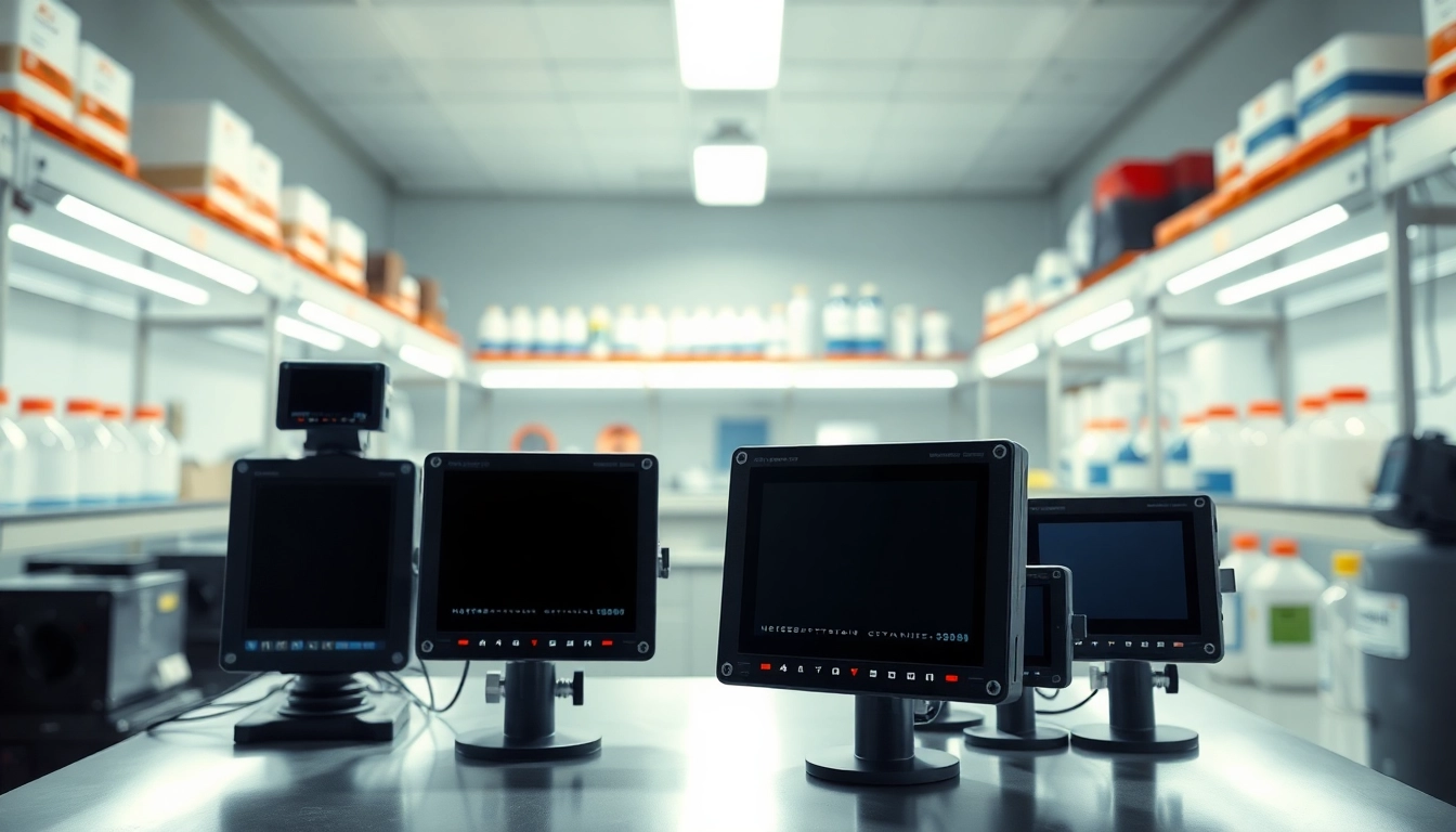 Showcase of a Hydrogen Cyanide monitor in a clean lab environment emphasizing safety technology.