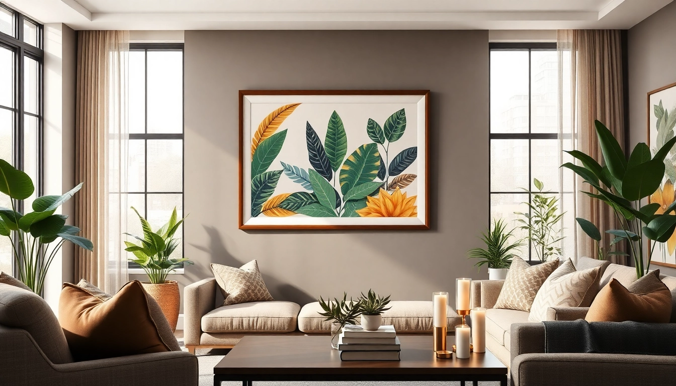 Showcasing a stylish 20x30 frame adorned with vibrant art in a modern home decor.
