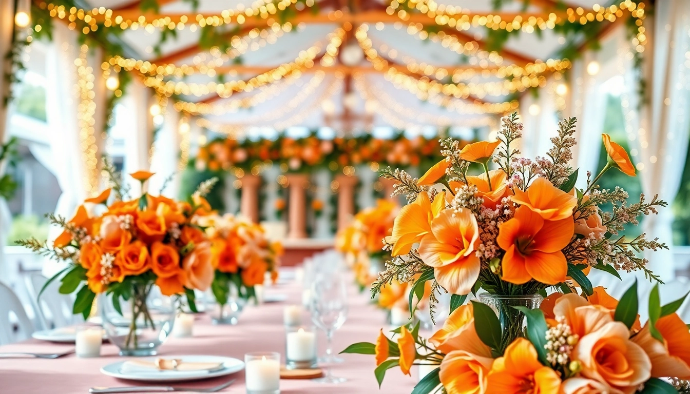 Elegant floral arrangement by an Orange County event florist enhances a celebratory atmosphere.