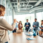 Engage in trade marketing strategy discussions with professionals analyzing market data.