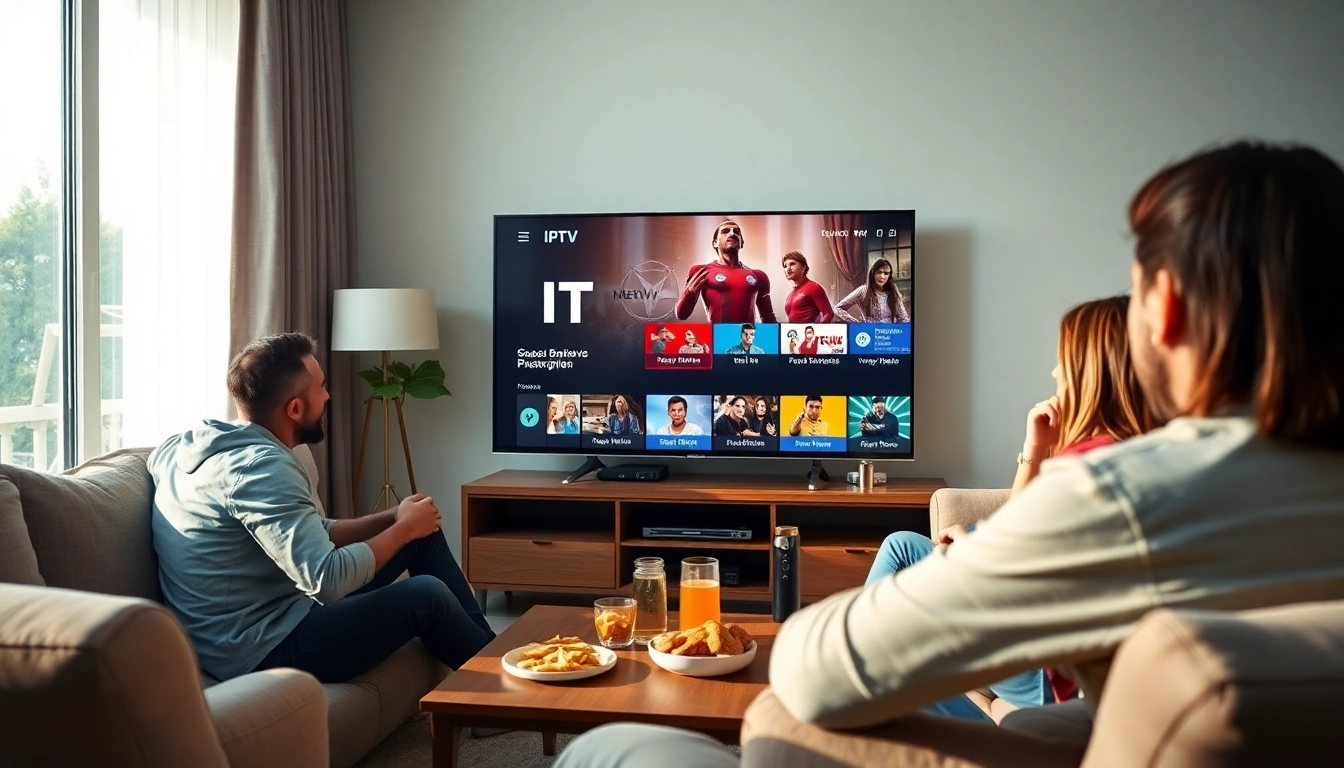 Explore IPTV Subscription USA options through a modern TV setup in a vibrant living room.