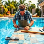 Expert swimming pool builder constructing a stunning custom pool in a beautiful backyard.