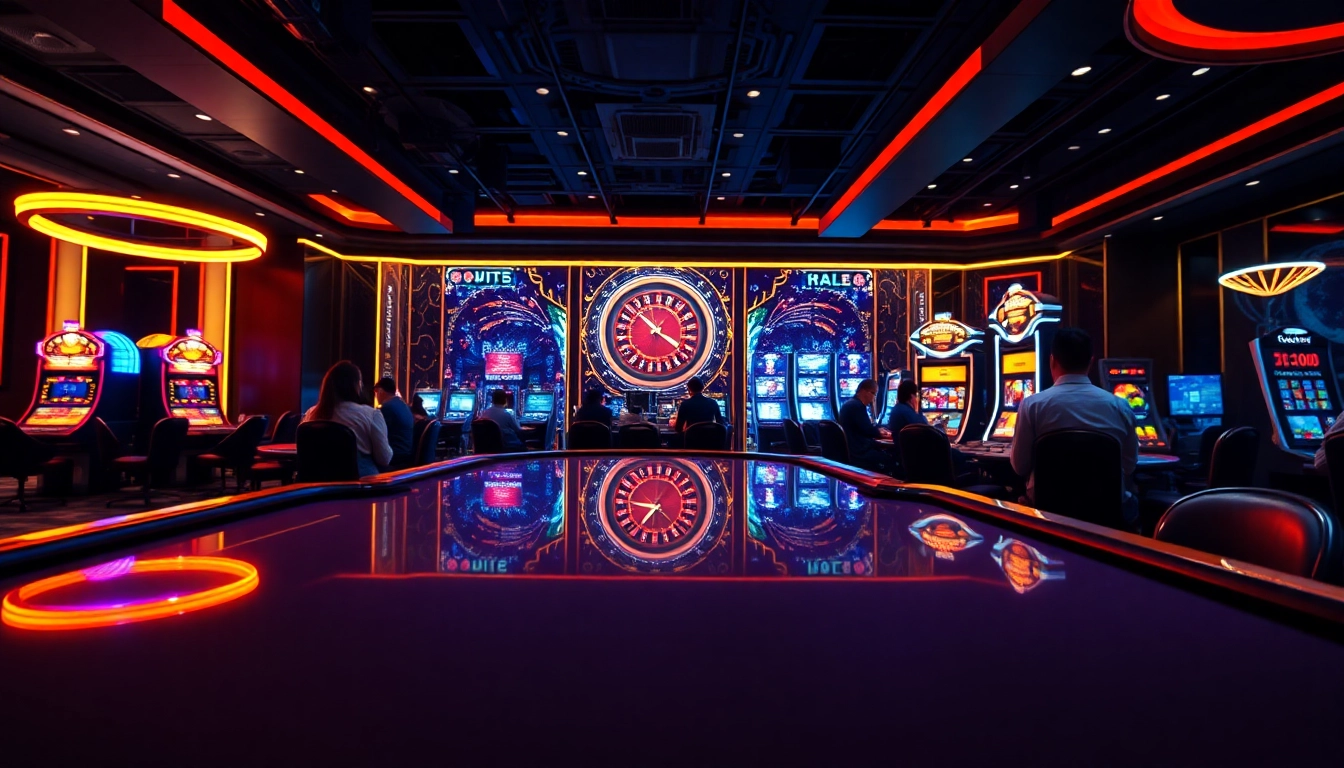 Engaging scene of a singapore casino online with players at poker tables showcasing excitement in gaming.