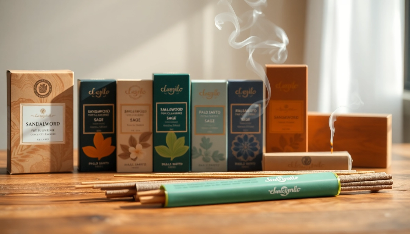 Incenses for cleansing displayed artistically on a wooden surface, emphasizing a calming atmosphere.