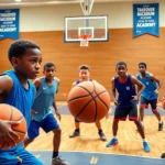 Youth players training at Takeover Basketball Academy, demonstrating teamwork and energy.