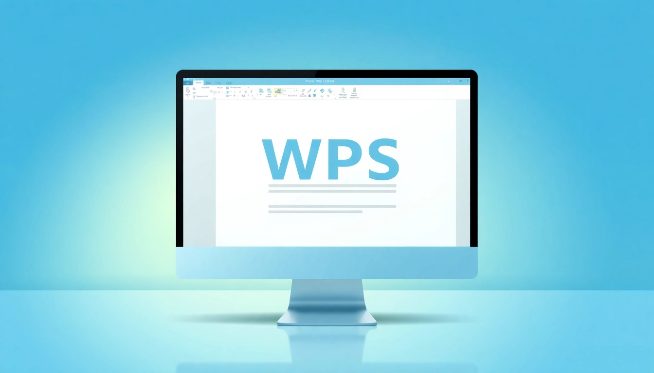 Showcase a wps interface on a sleek computer screen with modern design elements.