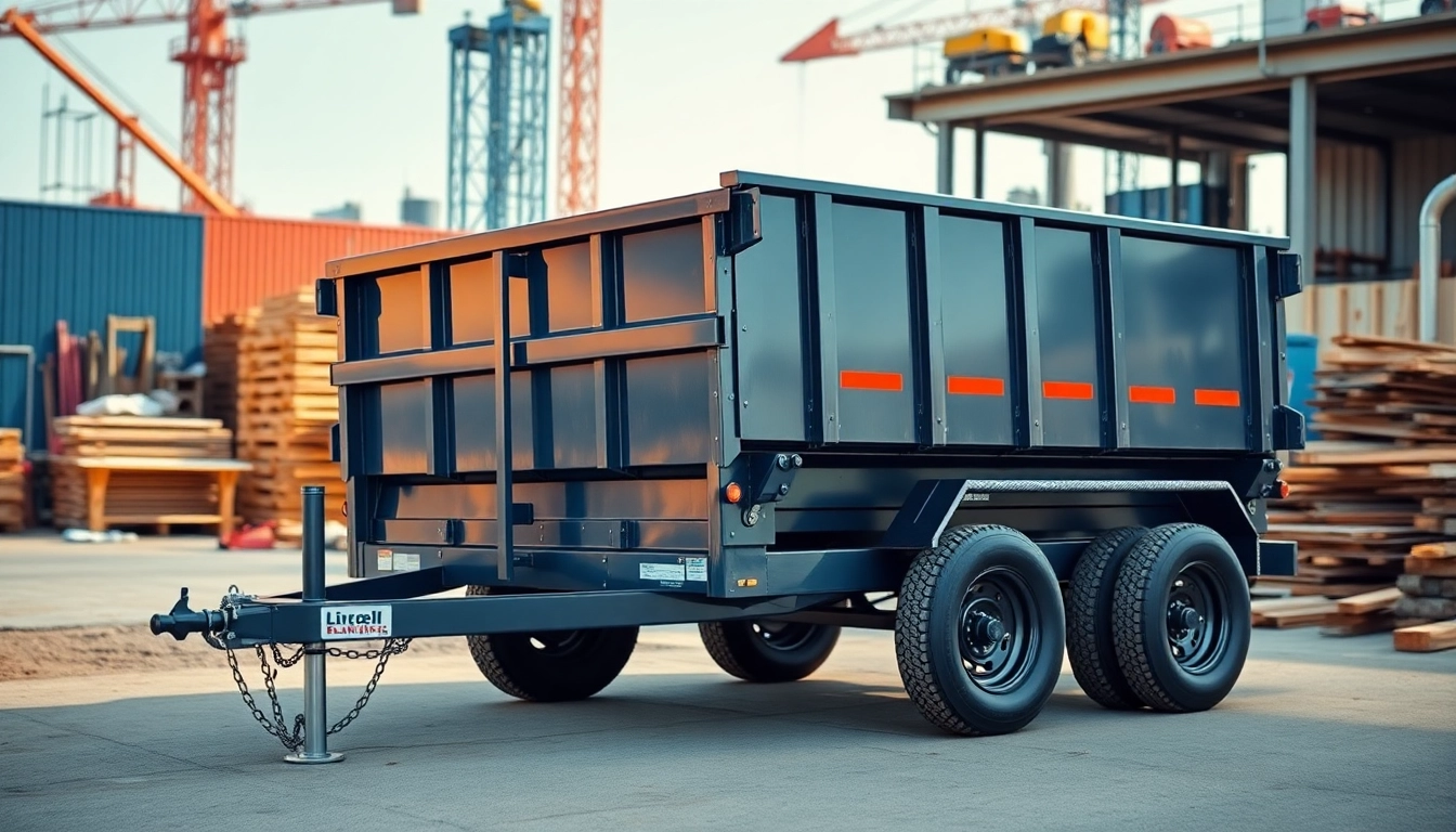 Showcase of high-quality dumpster trailers for sale featuring durable construction elements in a sunny outdoor setting.