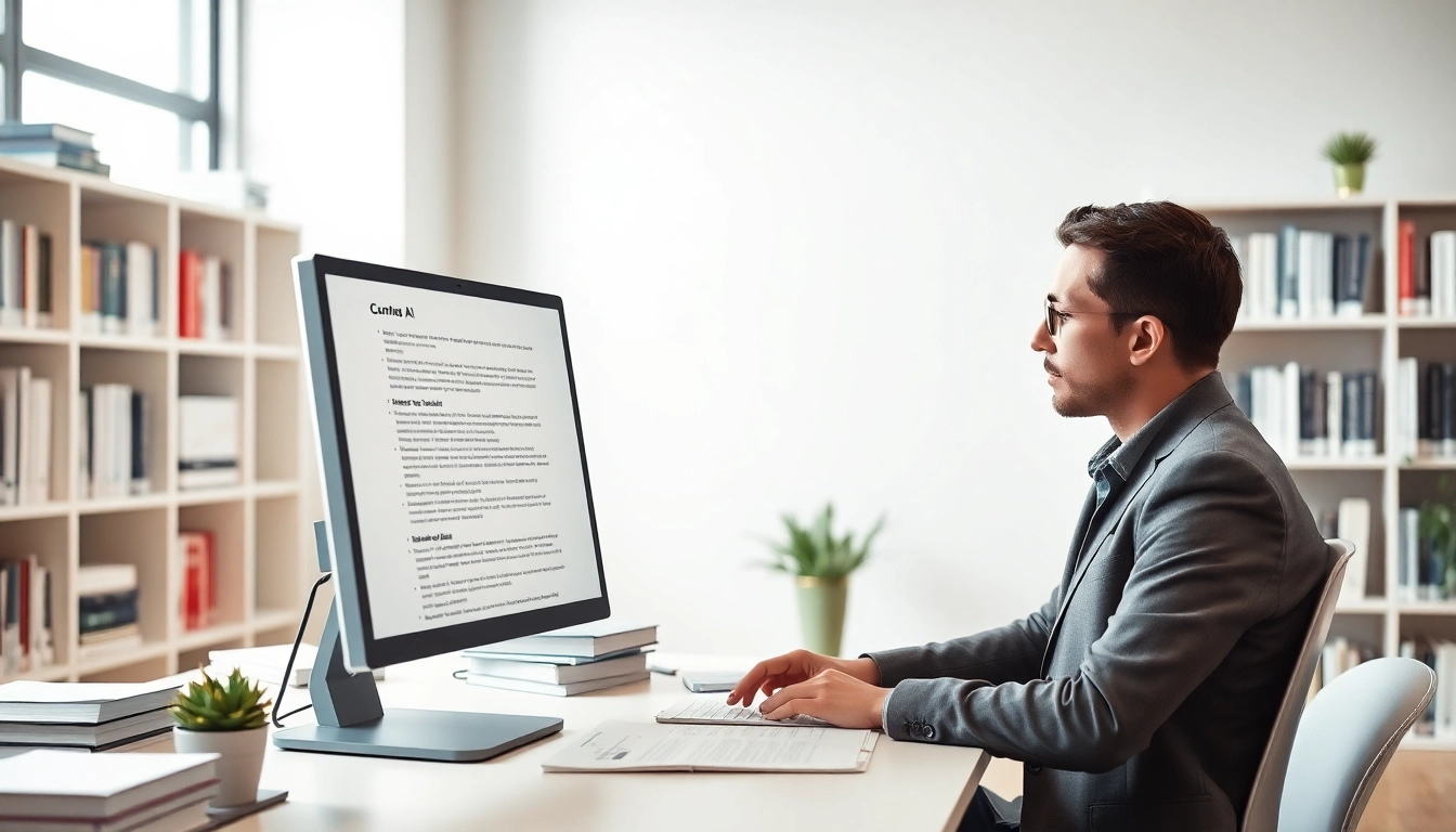 Analyze text using an AI checker in a modern office setting with professional features.