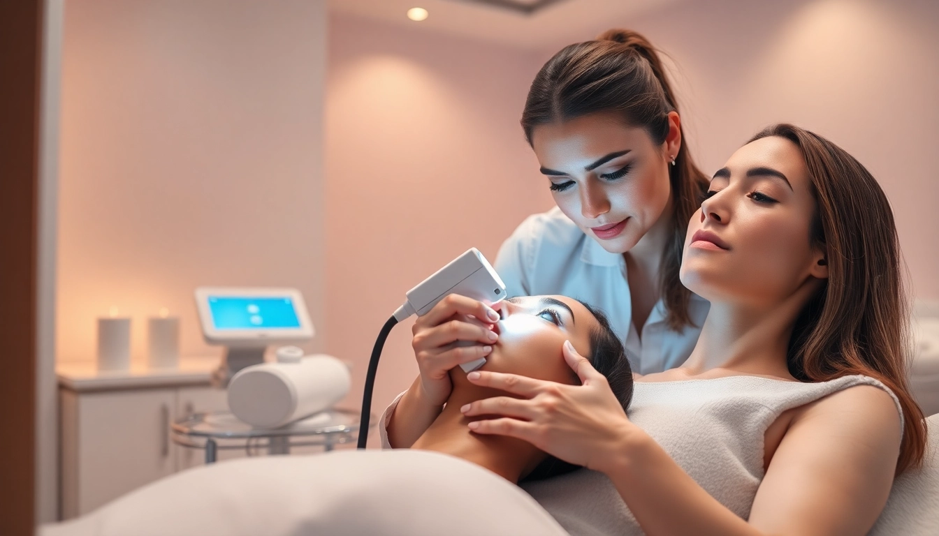 Experience efficient laser hair removal by a trained professional in a modern clinic setting.