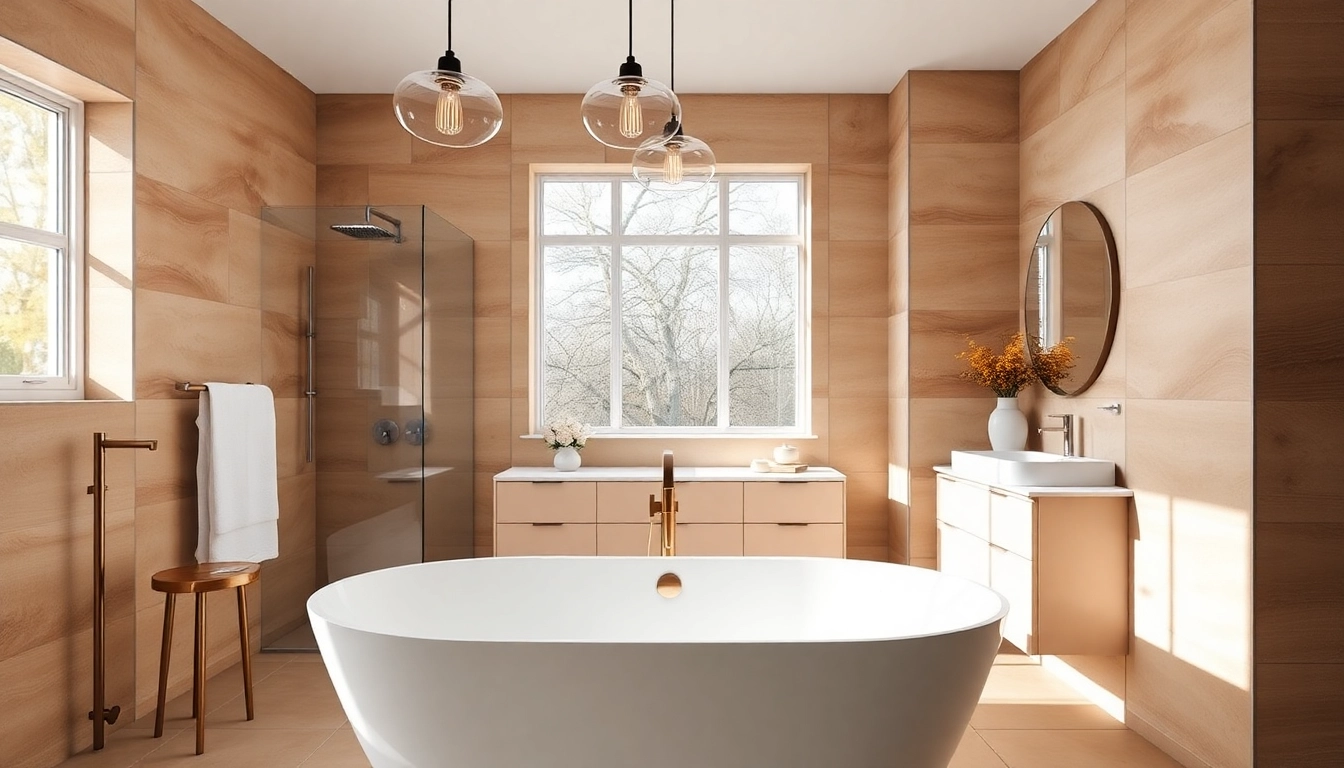 Stunning bathroom remodeling Palm Springs with modern fixtures and warm tones.
