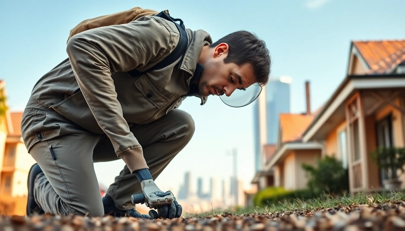 Pest control Sydney professional inspecting a residential area in urban Sydney.