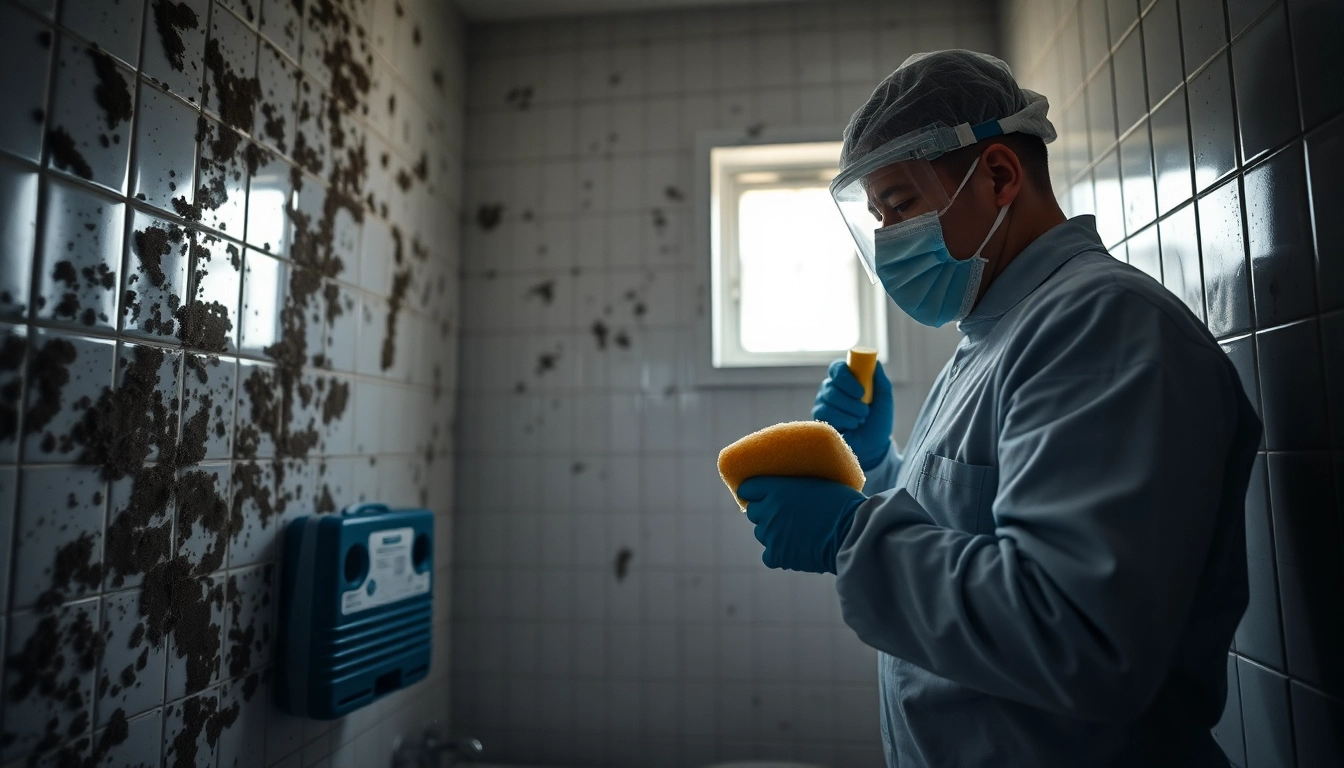 Effectively removing mold during a professional mold removal process in a bathroom environment.