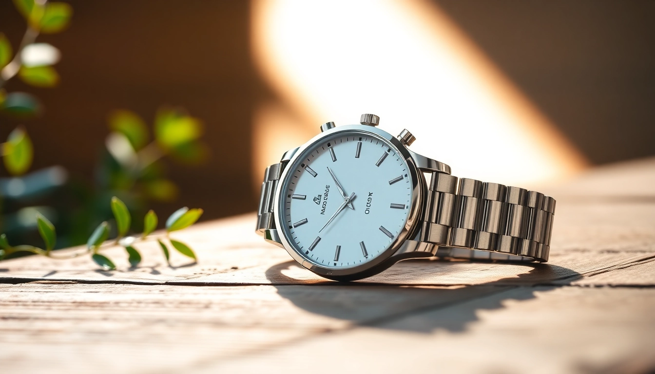 Damen Armbanduhr in elegant Design auf rustikalem Holz präsentiert.