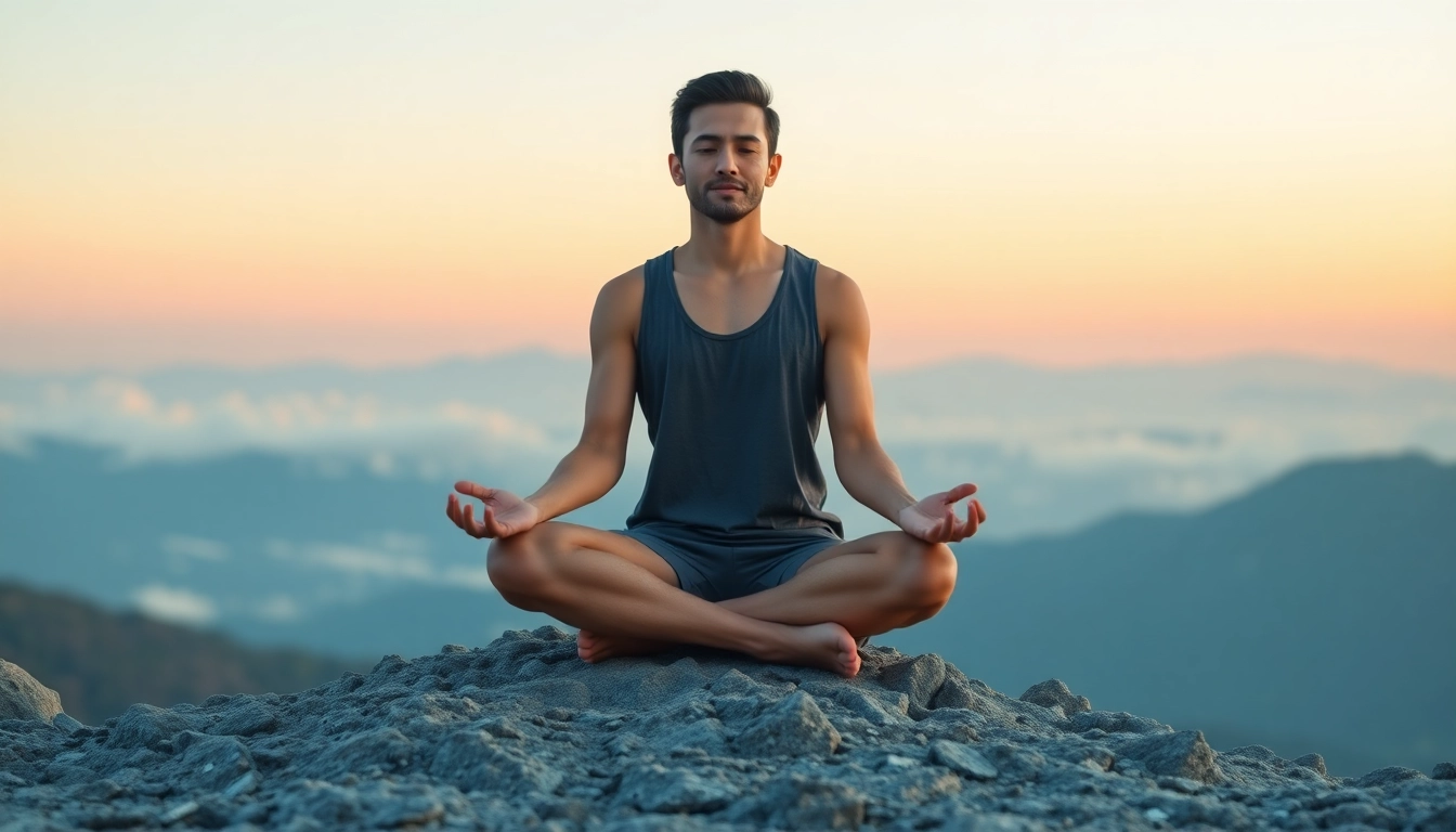 Person meditating on a mountaintop to symbolize anxiety management and tranquility.
