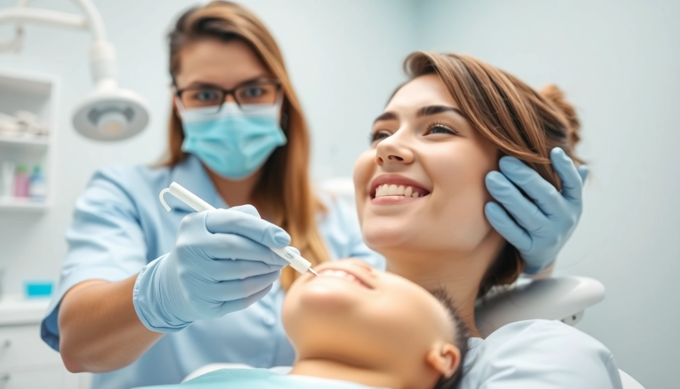 Enhancing hygiene practices in a dental clinic with a dentist and patient in focus.