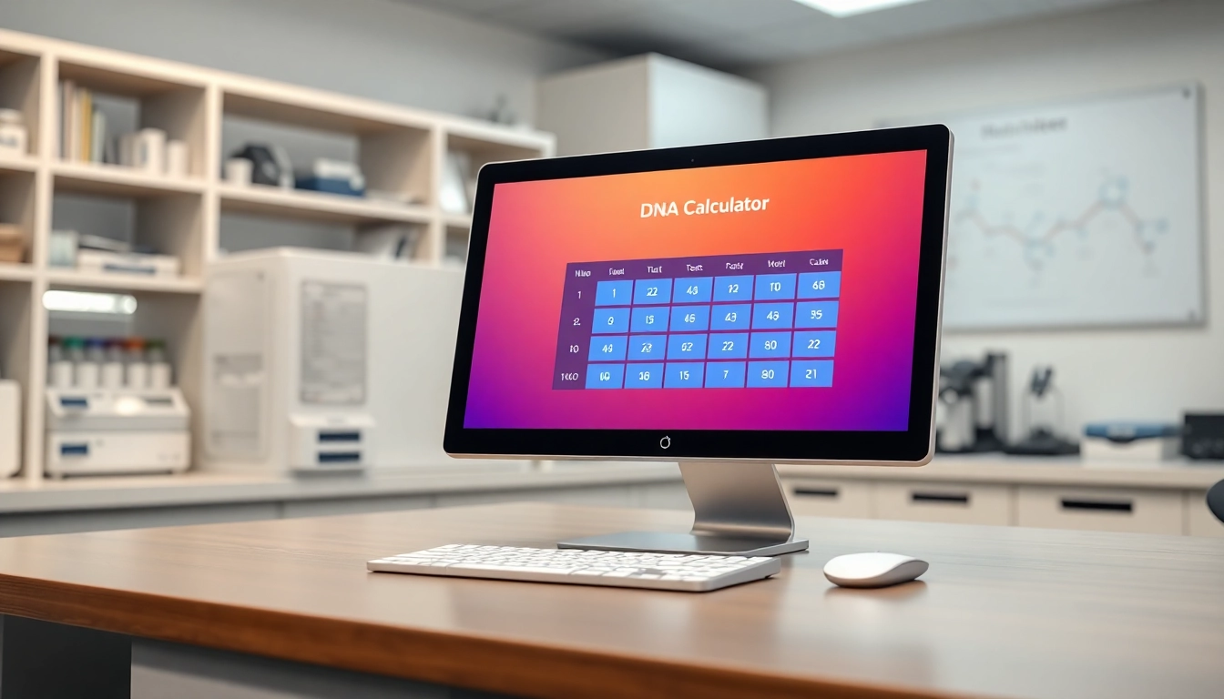 Engaging display of DNA Molecular Weight Calculator on a lab computer, enhancing scientific calculations.