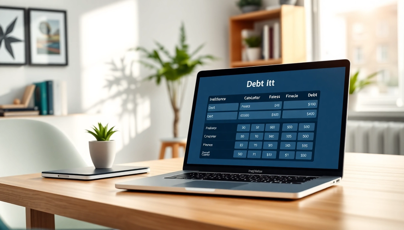Calculate your debts effectively with this online debt calculator displayed on a stylish laptop.