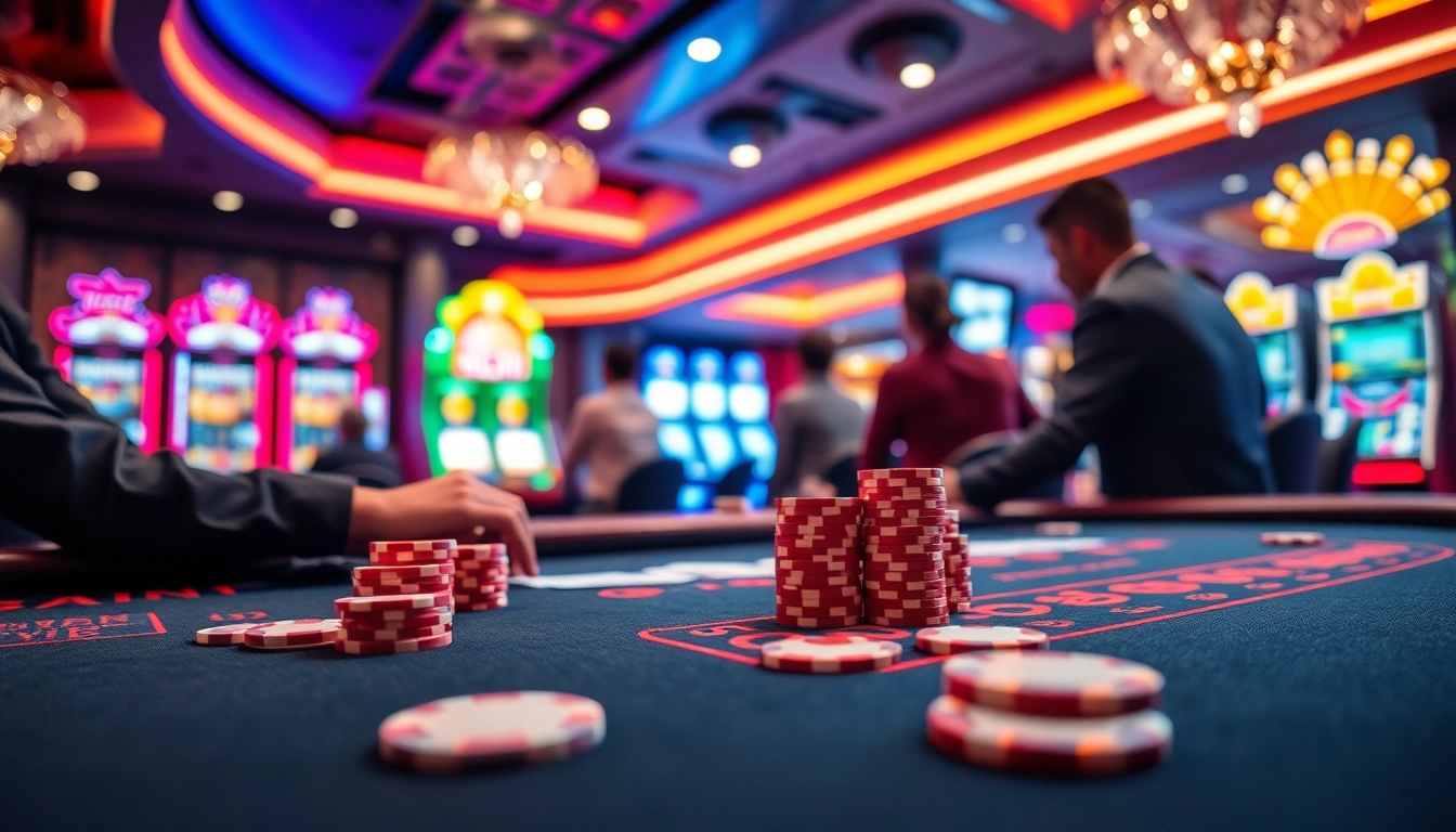 Engage with TPower casino's vibrant atmosphere featuring a lively gaming table and thrilling baccarat action.