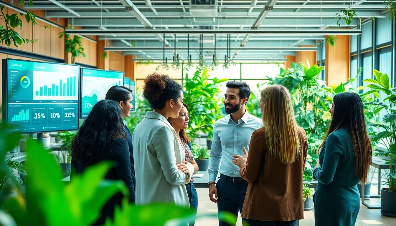 Showcasing Callzent Culture, a diverse team collaborates in a vibrant office environment.