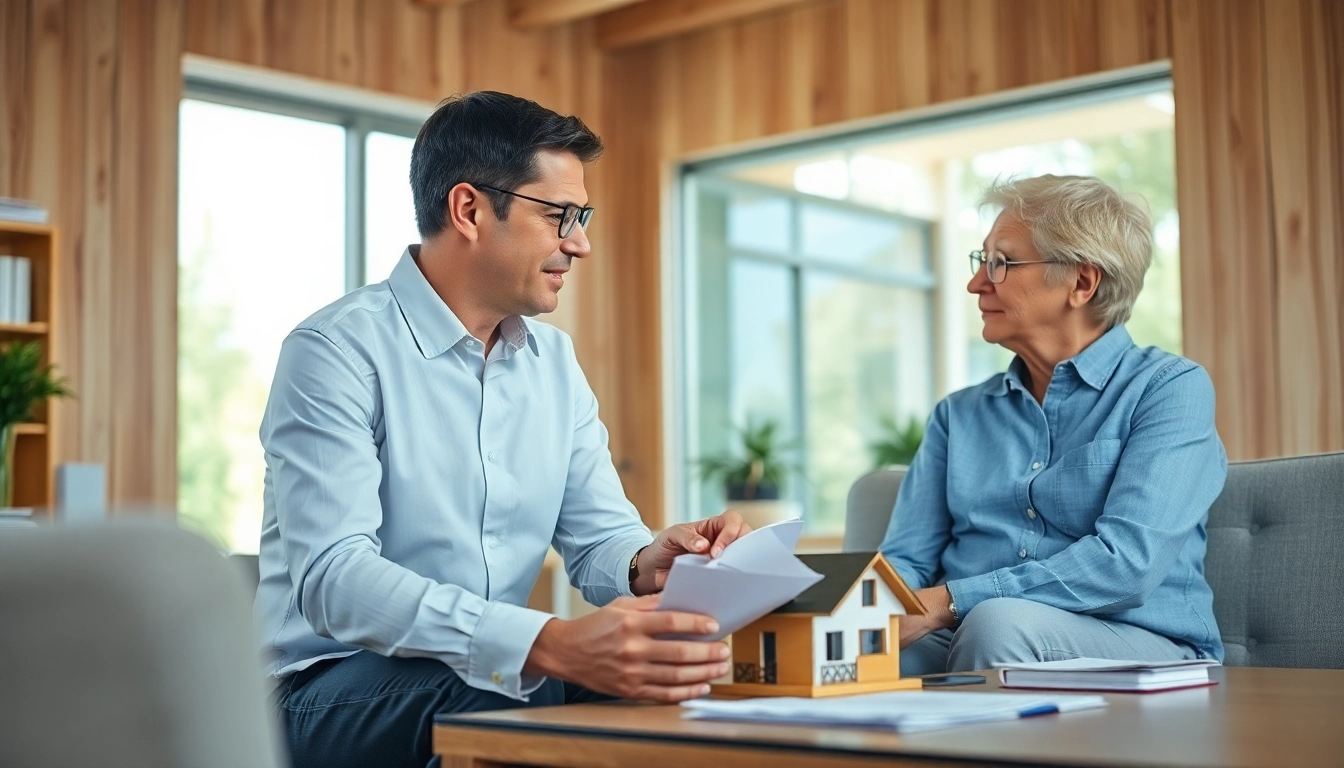 Sell my house fast okc discussion between a real estate agent and homeowner in a cozy office.