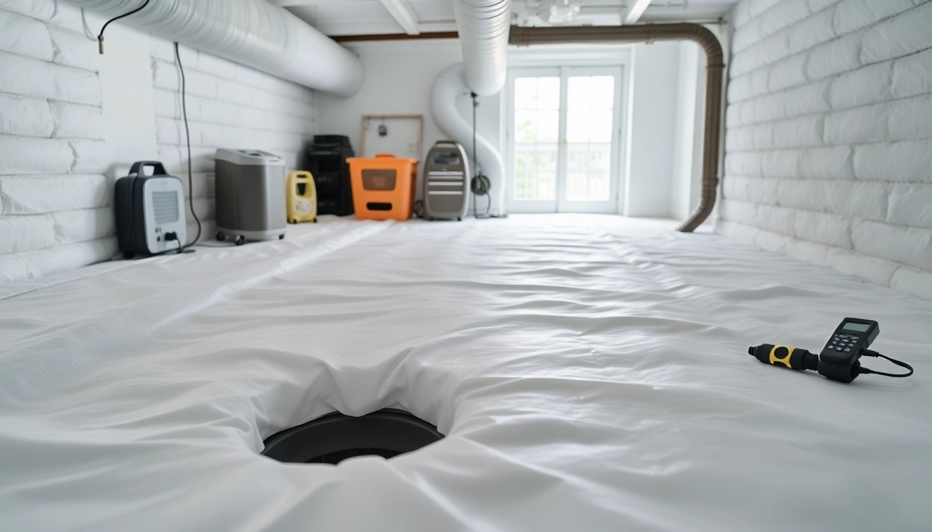 Crawl space encapsulation showcasing clean insulation and effective drainage solutions.
