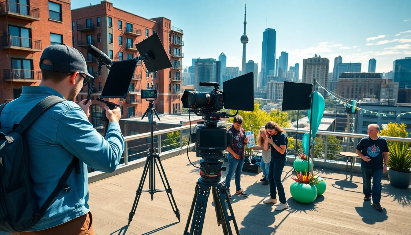 Capturing Creative Video Shoots Toronto in a vibrant urban setting with professional equipment.
