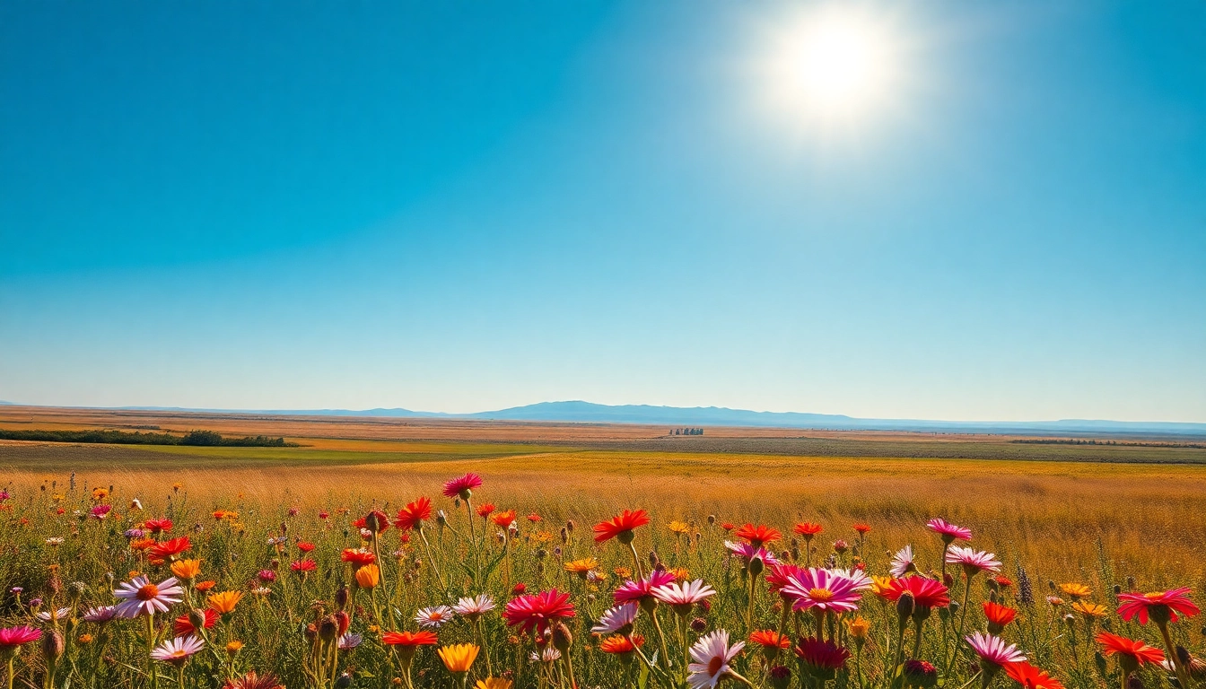 Experience the breathtaking landscape of Manitoba with vibrant wildflowers and prairie skies.