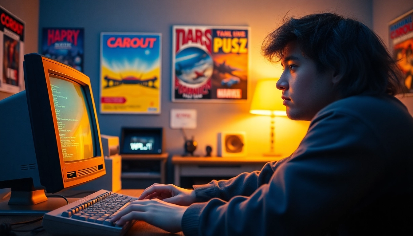 Engaged player enjoying nostalgia while play dos games on a vintage setup.
