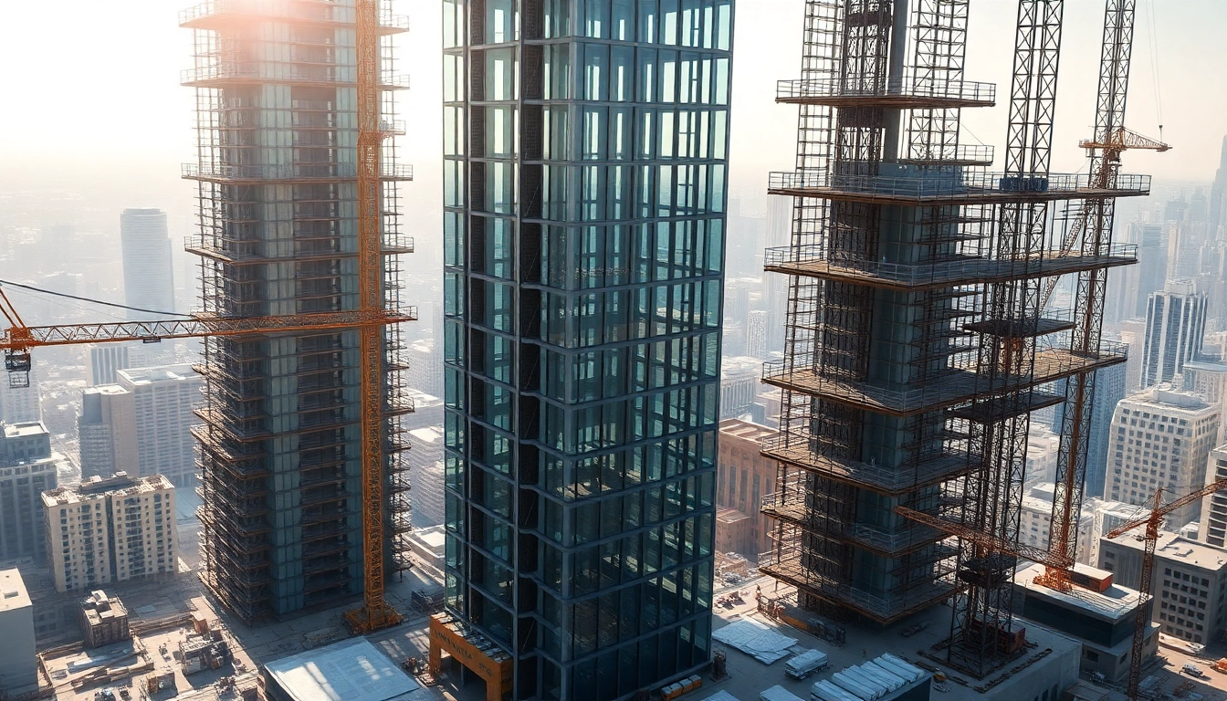 Play Sim Tower as you visualize a vibrant skyscraper construction with workers and cranes.