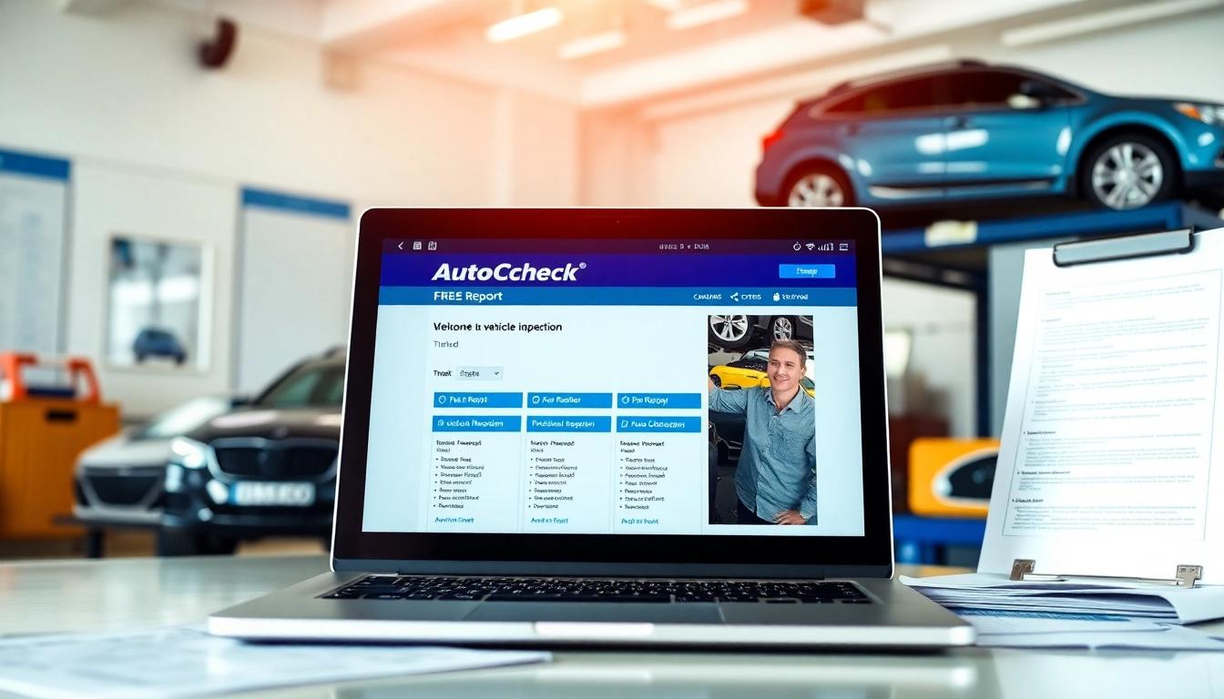 Get an AutoCheck free report displayed on a laptop in a professional workspace.