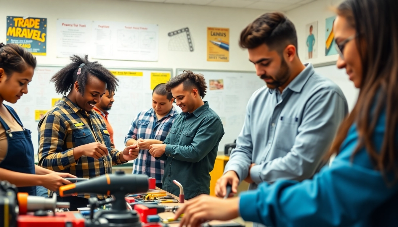 Students at a trade school Tennessee engaged in hands-on training in a bright, collaborative classroom.