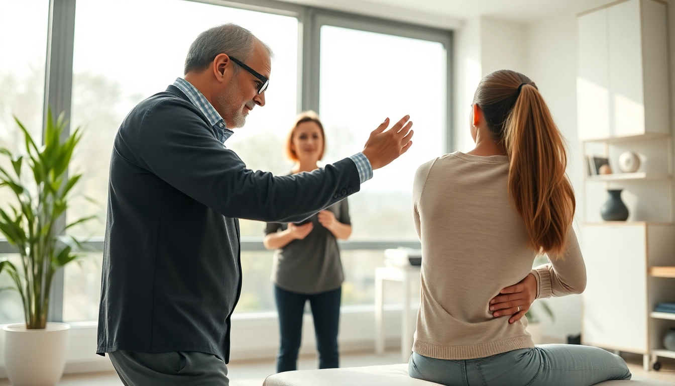 Patient engaging in therapy exercises for Rückenschmerzen with a professional physiotherapist.