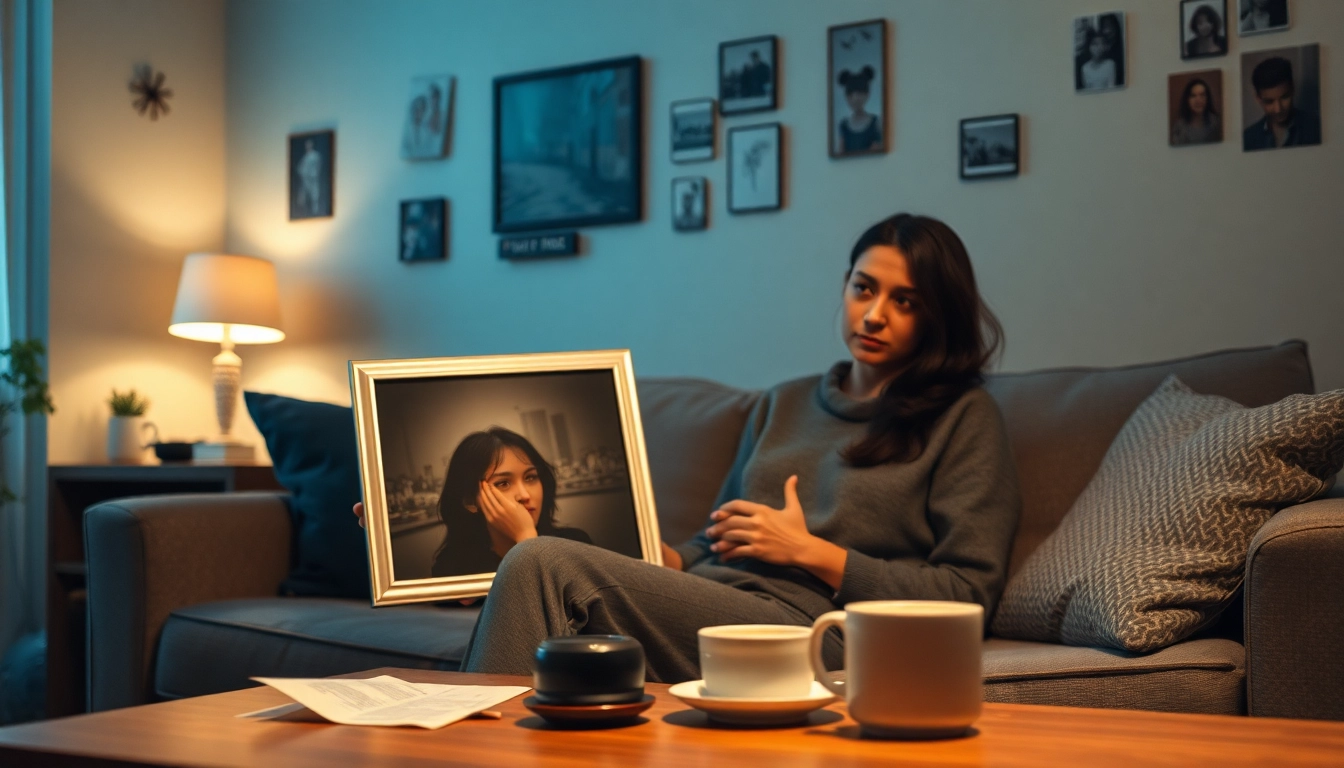 Reflecting on a relationship breakup, a person holding a photo in a cozy apartment.