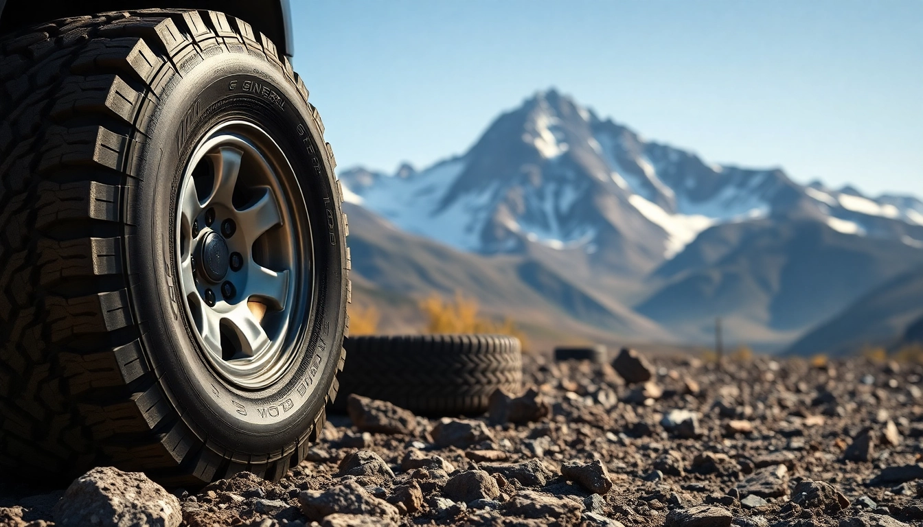 Showcase of General tires on rugged terrain highlighting their durability and off-road capabilities.