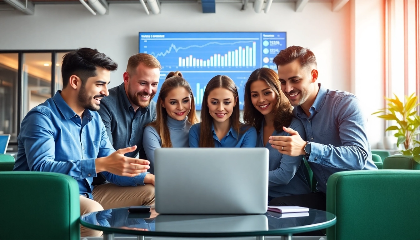 Enhance your strategy with a leading search optimization company collaborating in a vibrant office.