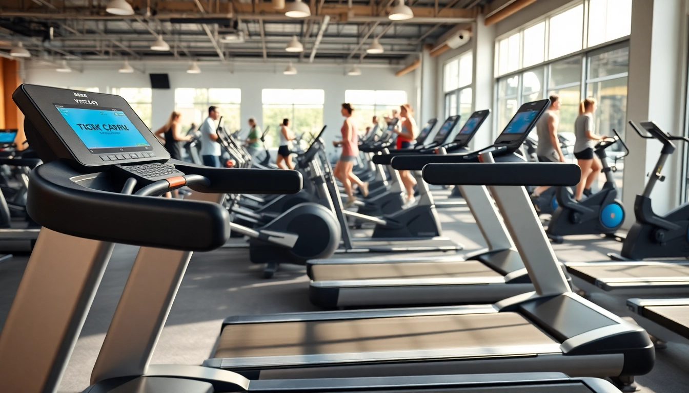 Appareils cardio professionnels disposés dans une salle de fitness moderne et dynamique.