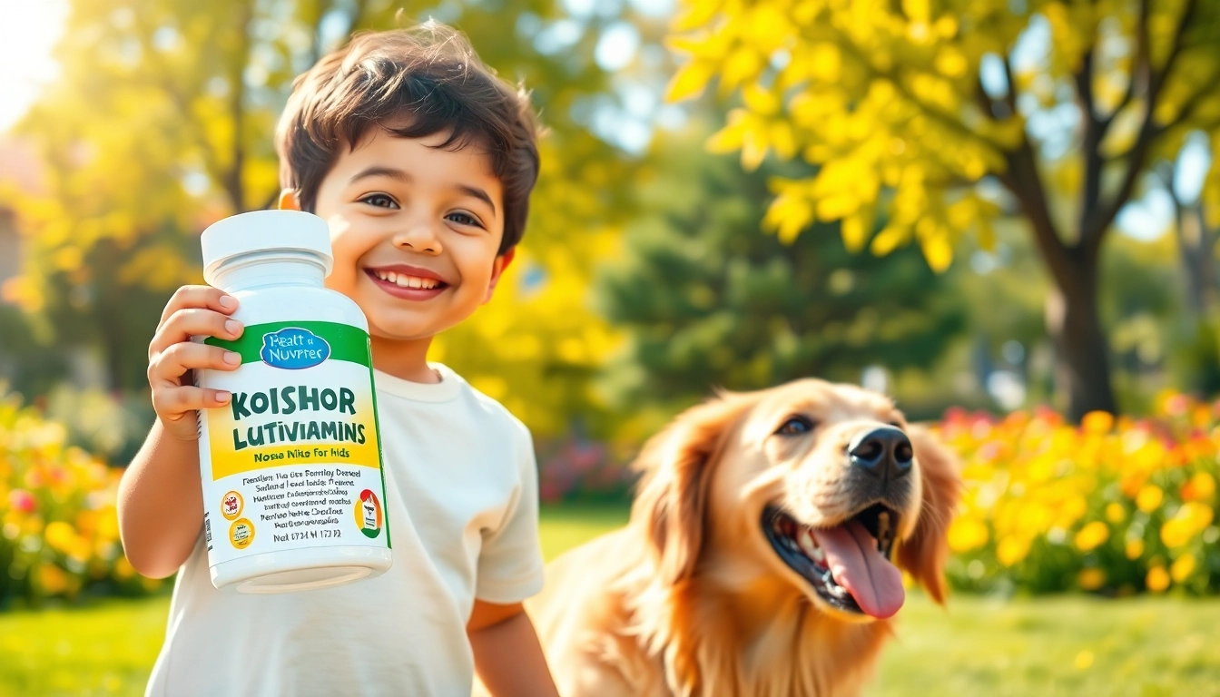 Child joyful with kosher multivitamins for kids, promoting healthy growth and vitality.