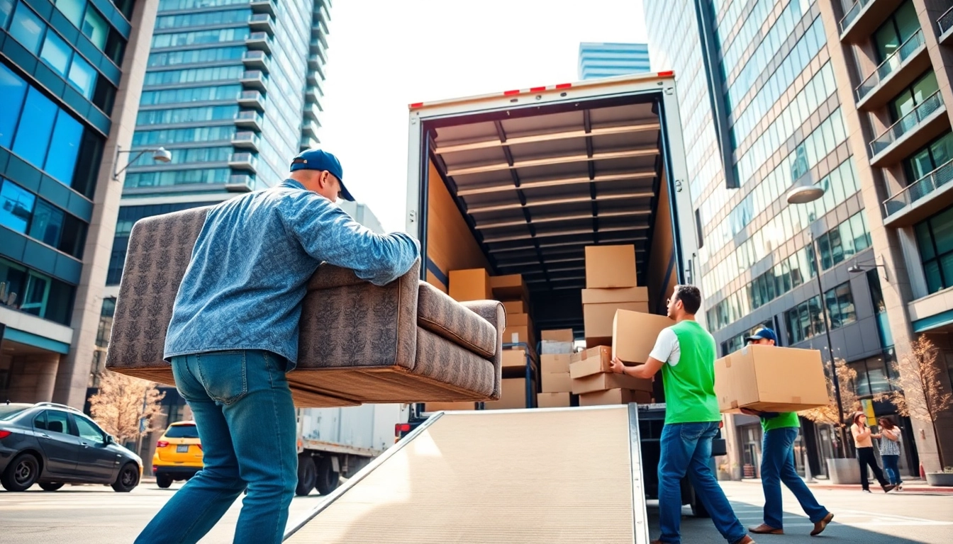 Movers loading furniture in a truck, illustrating services by moving companies in Toronto Ontario.
