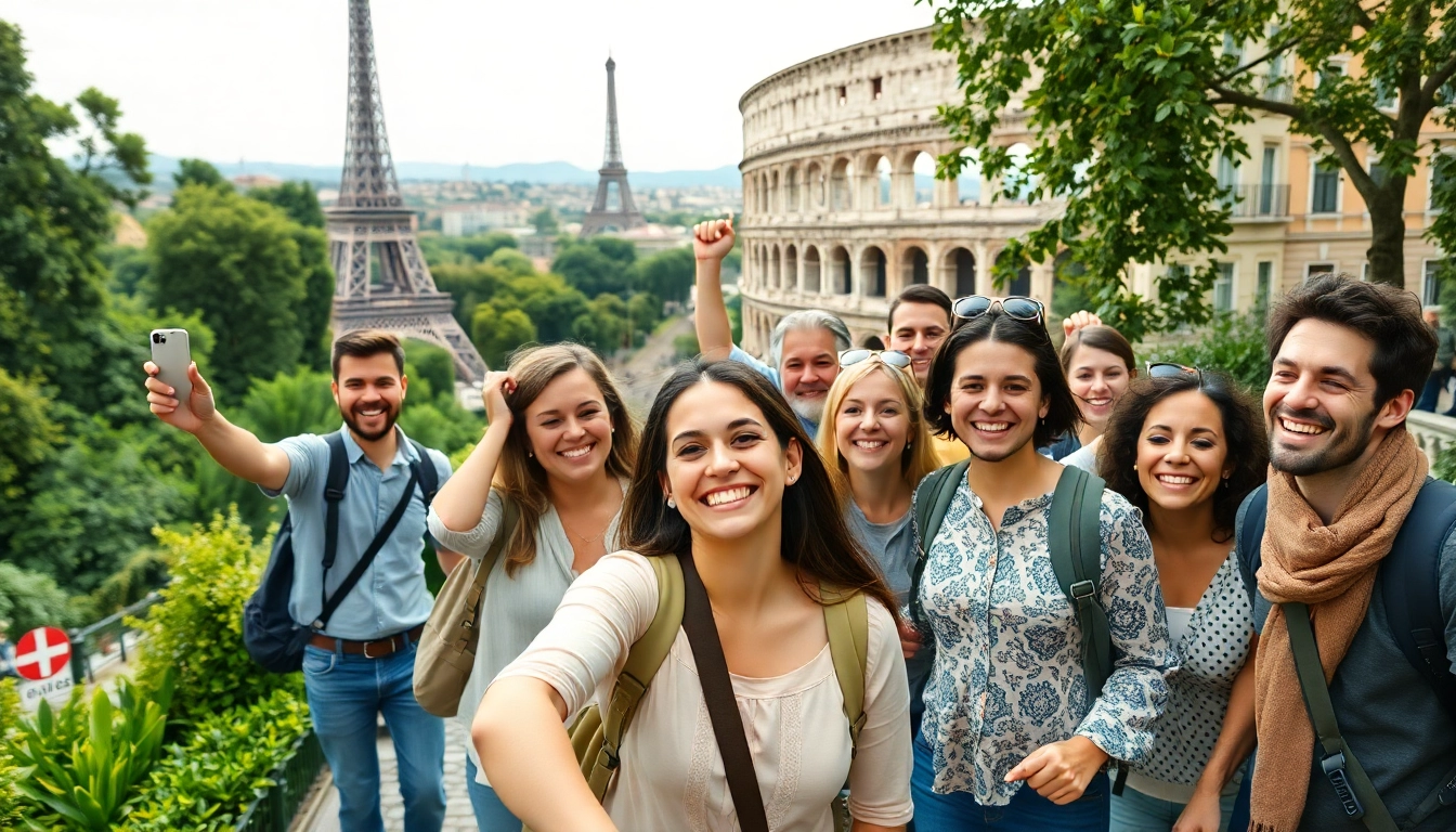 Exciting trip on a europe tour package from malaysia with travelers enjoying iconic landmarks.