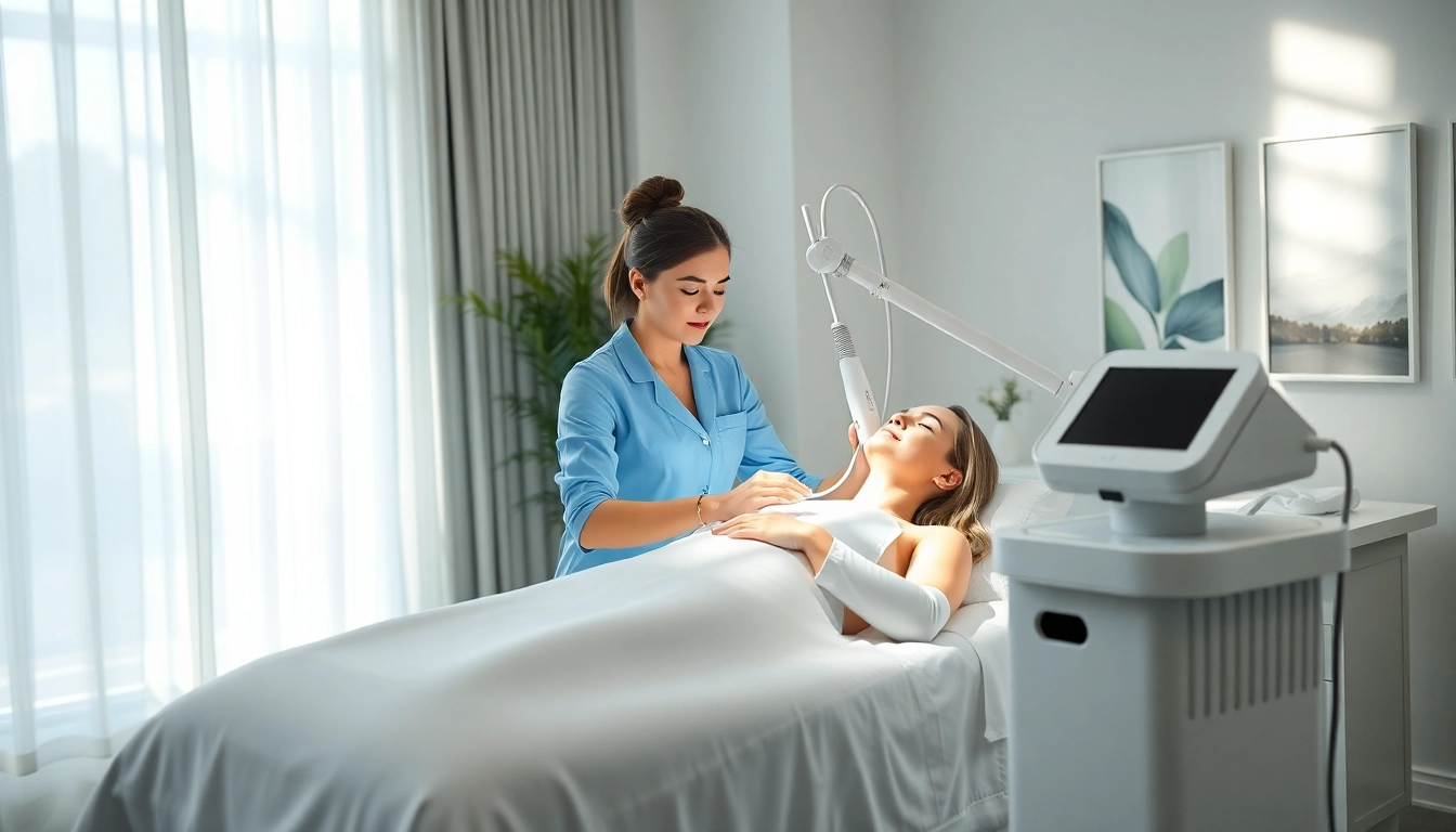 Aerolase Laser treatment applied by a professional in a tranquil medical spa environment.