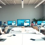 Transforming web design missouri through collaboration in a modern workspace.