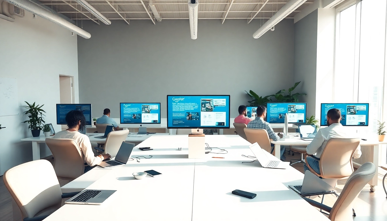 Transforming web design missouri through collaboration in a modern workspace.