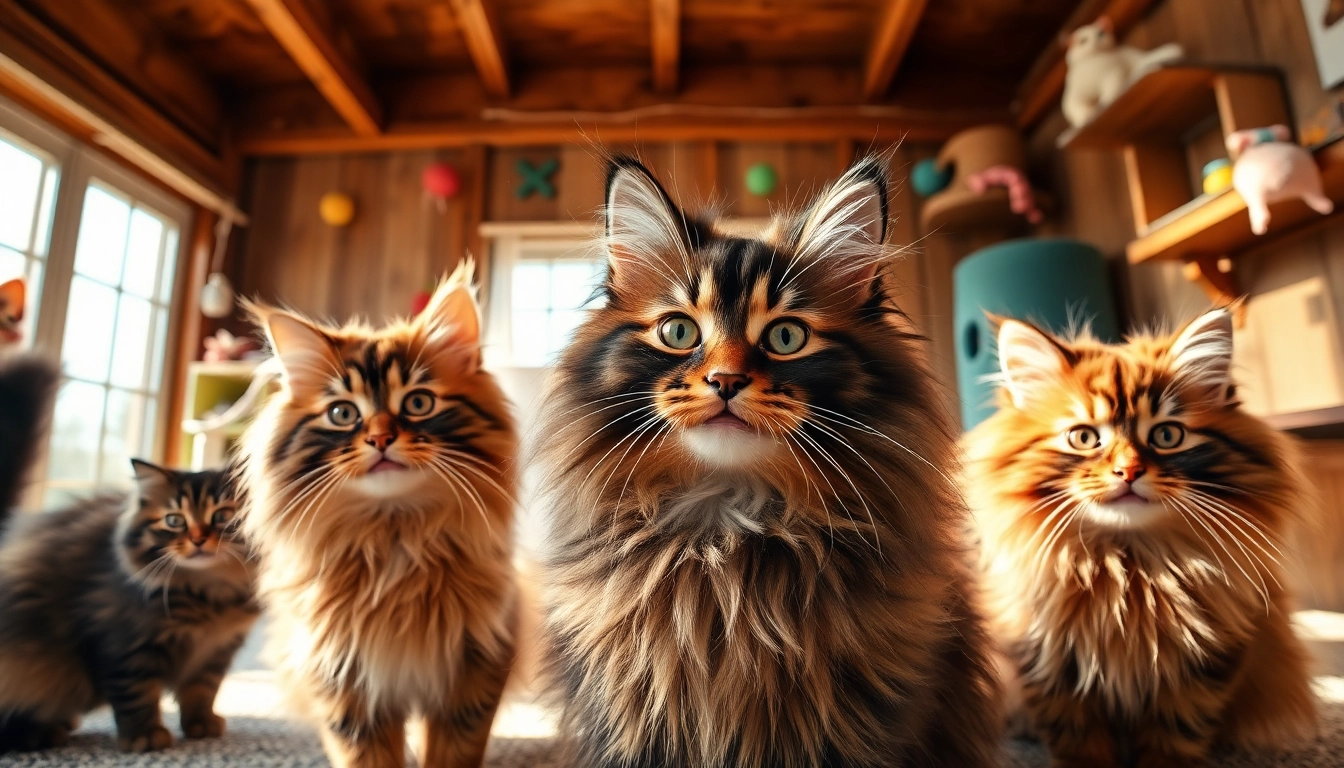 Explore adorable Maine Coon cats for sale Sacramento in a vibrant cattery environment.