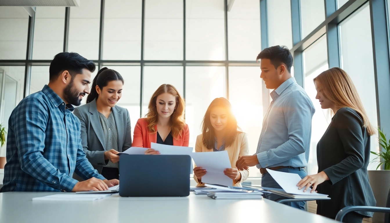 Collaborating professionals represent https://inbusinessphx.com in a modern office atmosphere.