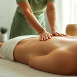 Relaxing massage therapy silver spring md session with a therapist working on a client's back.